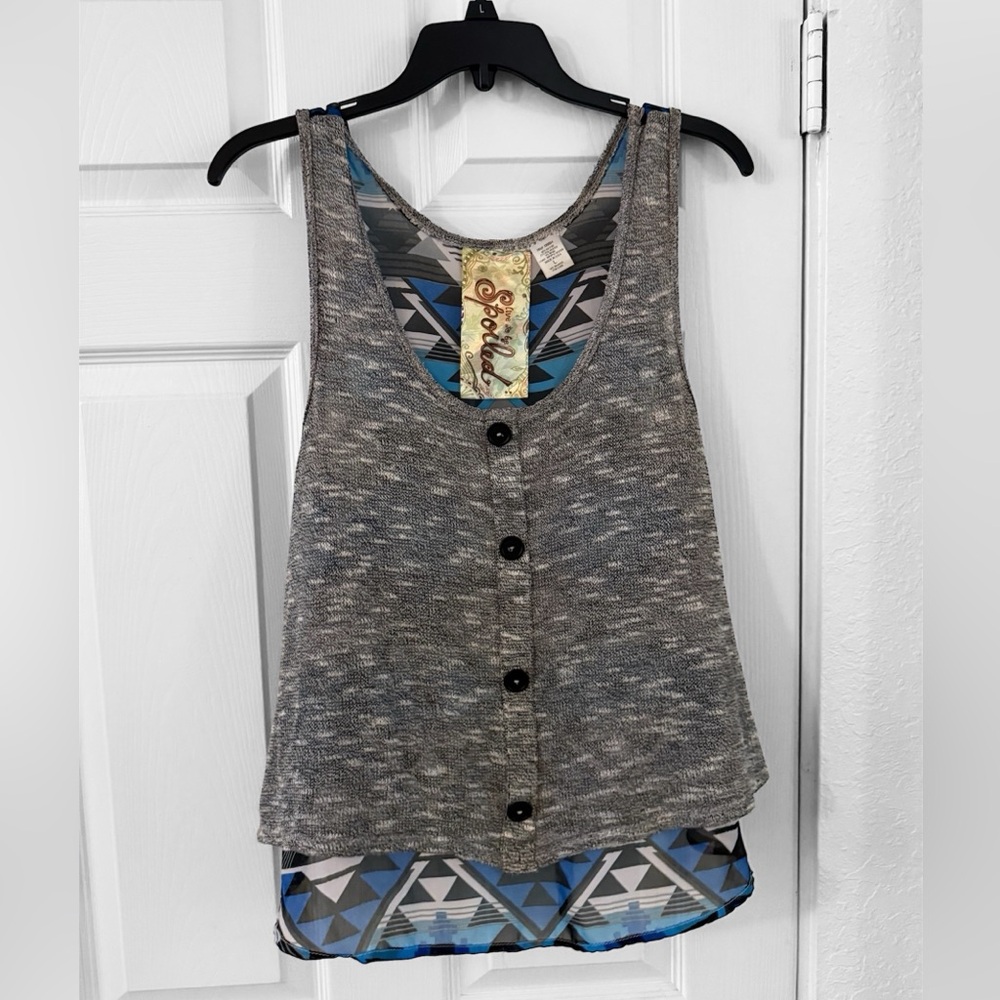 Live to be Spoiled - Gray Button-Front Tank Top